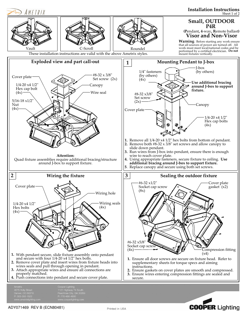Cooper Lighting AMETRIX P4R User Manual | 2 pages