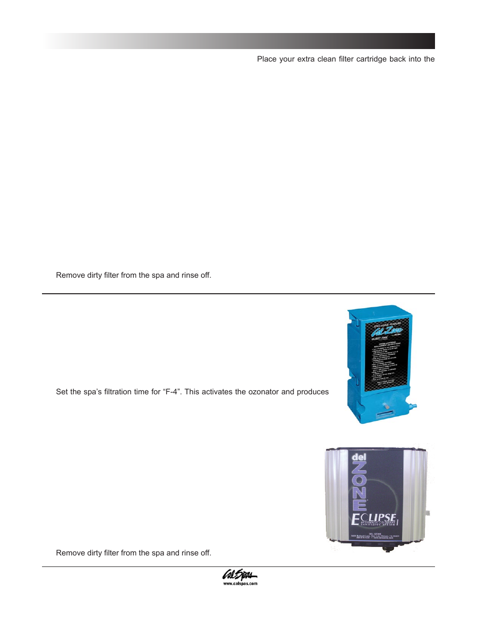 Chlorine clear water plan, Ozonator clear water plan, Water quality maintenance | Cal Spas 6300 User Manual | Page 27 / 52