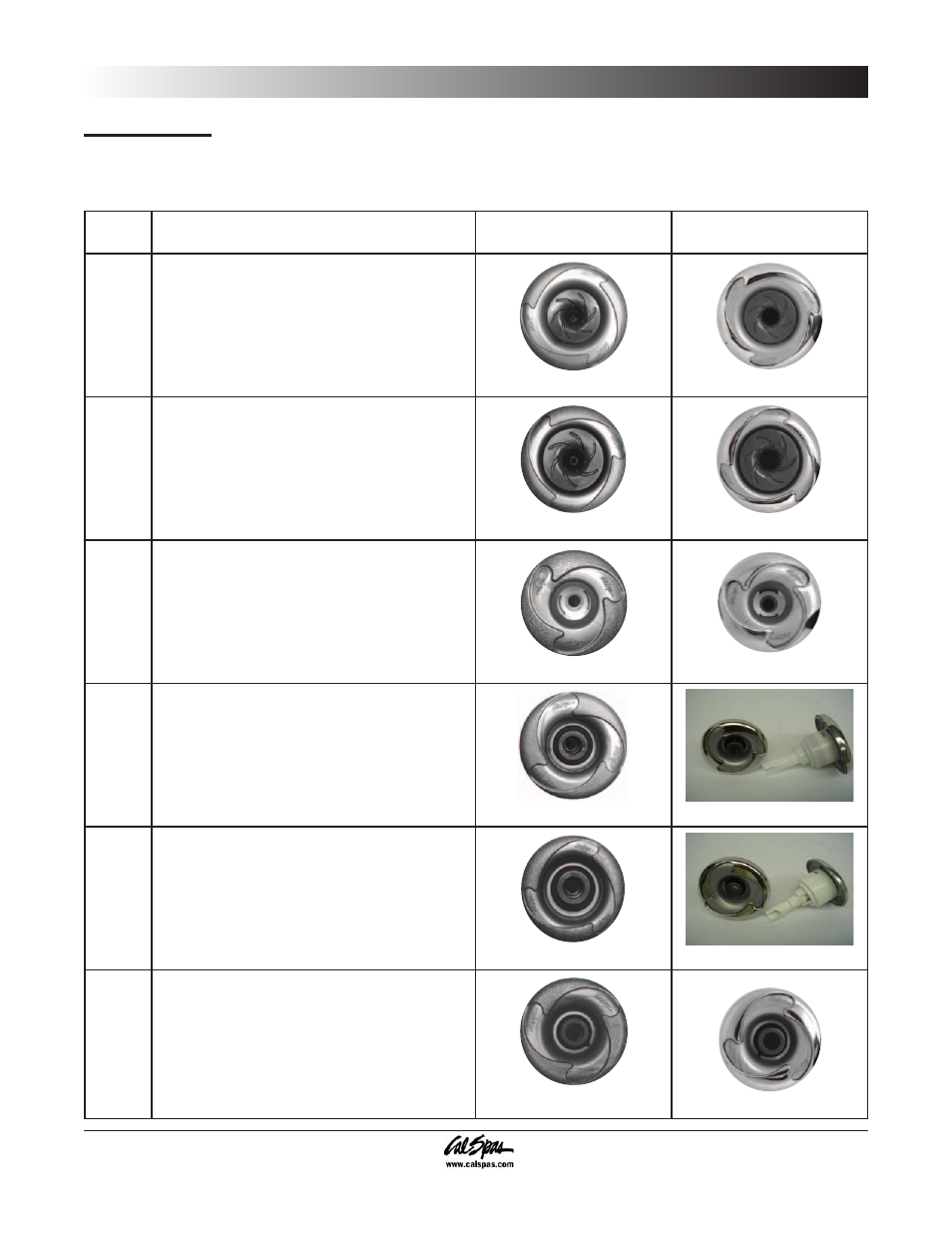 Appendix, Replacement parts | Cal Spas 6300 User Manual | Page 37 / 52