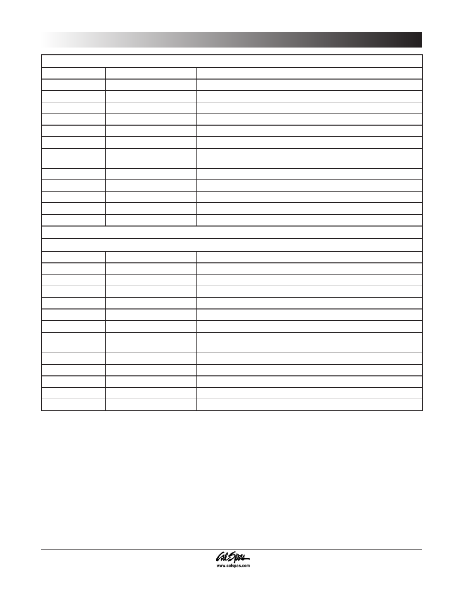 Appendix | Cal Spas 6300 User Manual | Page 43 / 52
