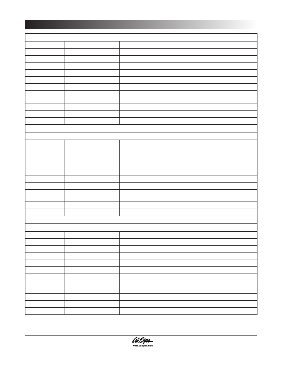 Appendix | Cal Spas 6300 User Manual | Page 44 / 52