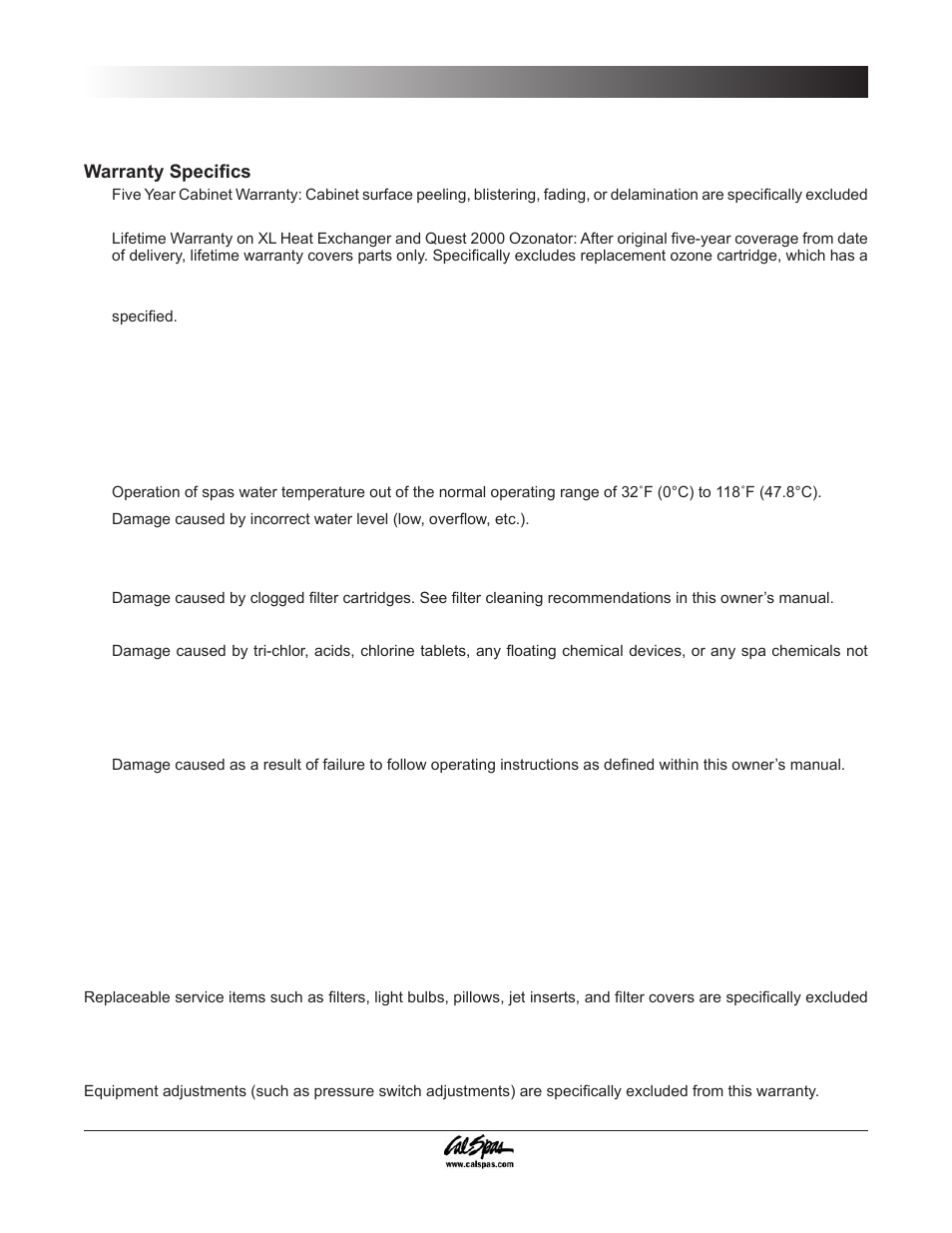 Appendix | Cal Spas 6300 User Manual | Page 49 / 52