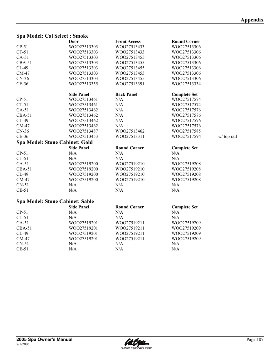 Cal Spas LTR20051000 User Manual | Page 111 / 120