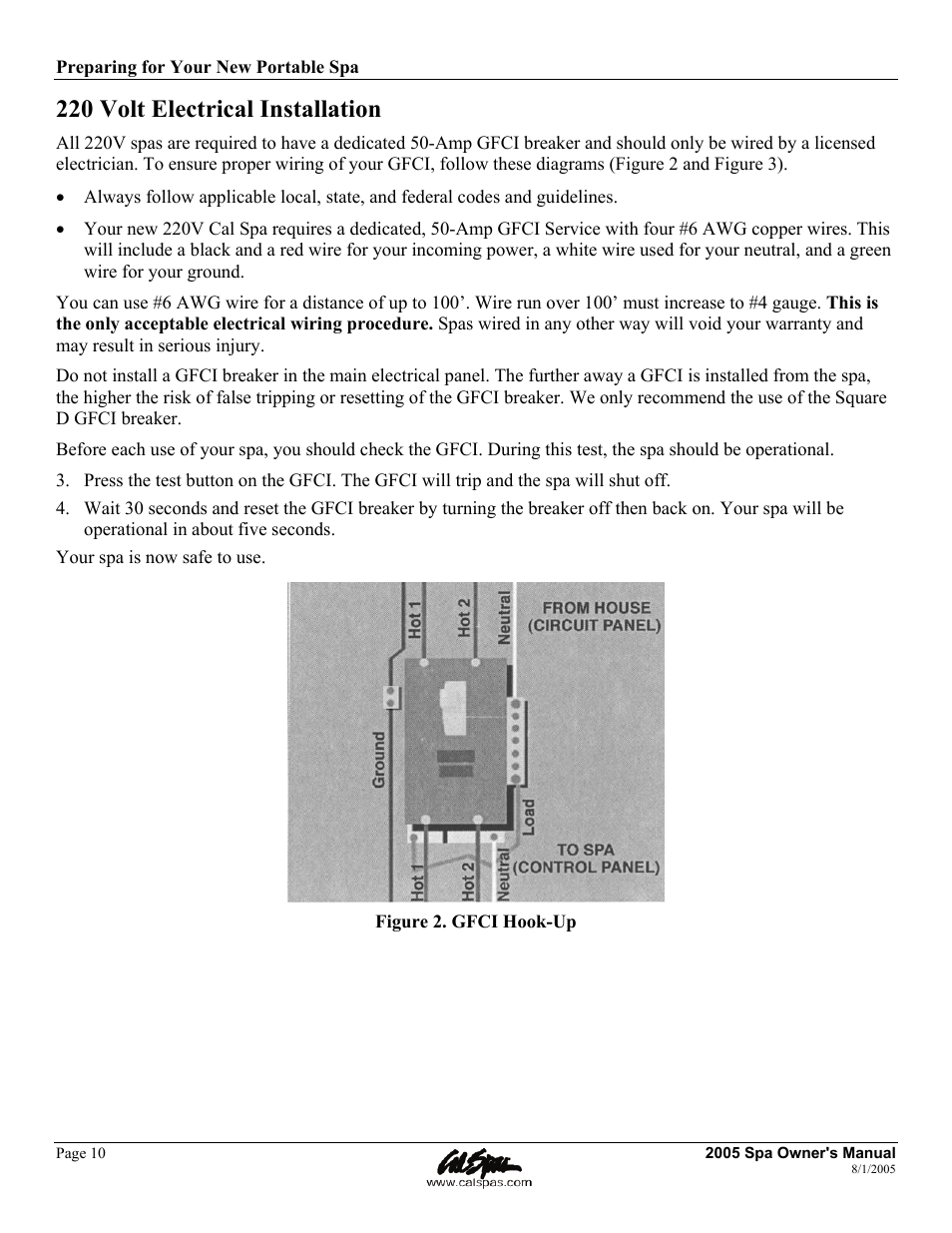 220 volt electrical installation | Cal Spas LTR20051000 User Manual | Page 14 / 120