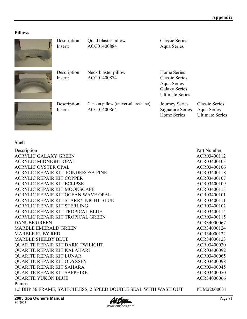 Cal Spas LTR20051000 User Manual | Page 85 / 120