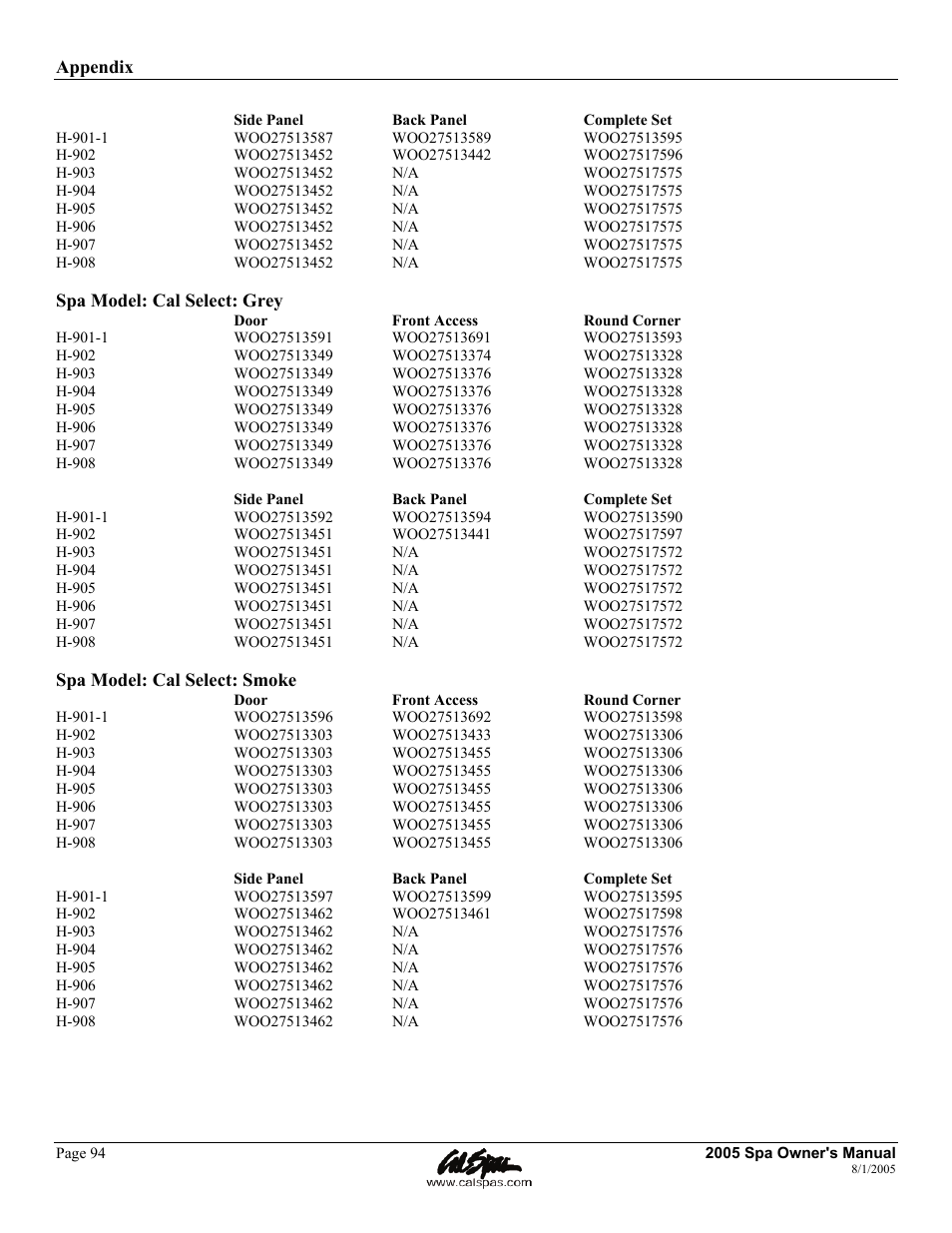 Cal Spas LTR20051000 User Manual | Page 98 / 120