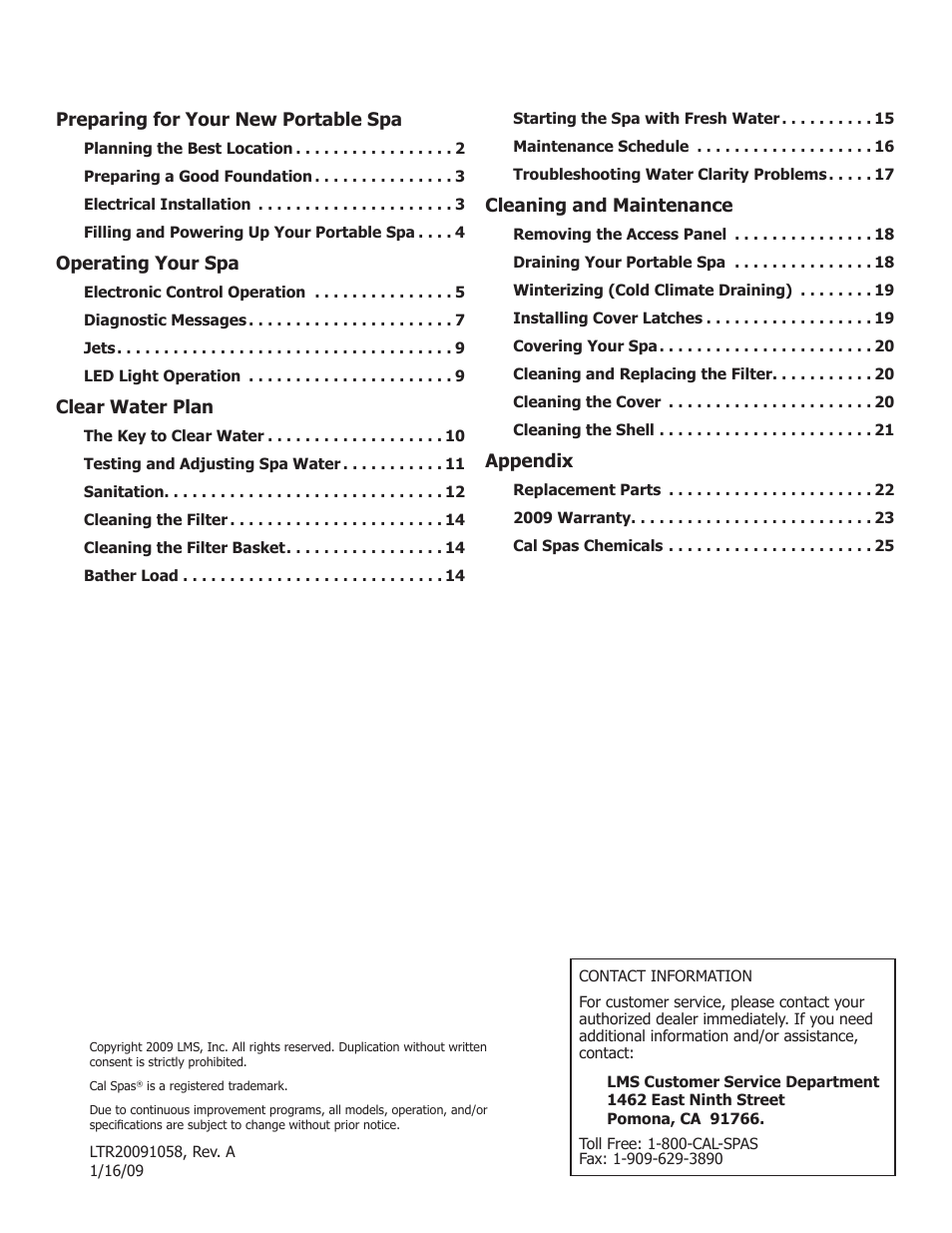 Cal Spas Genesis Portable Spa User Manual | Page 2 / 28