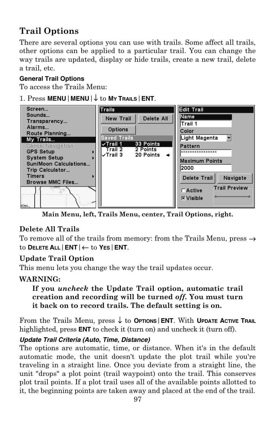 Trail options | Eagle Electronics 502C User Manual | Page 103 / 136