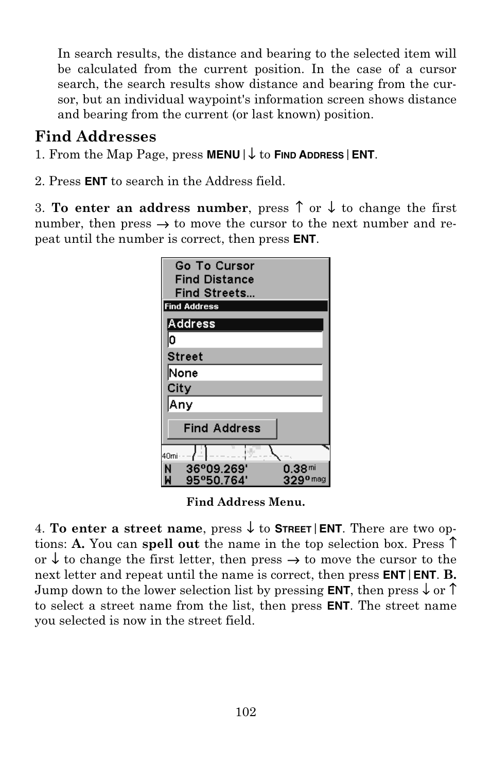 Find addresses | Eagle Electronics 502C User Manual | Page 108 / 136