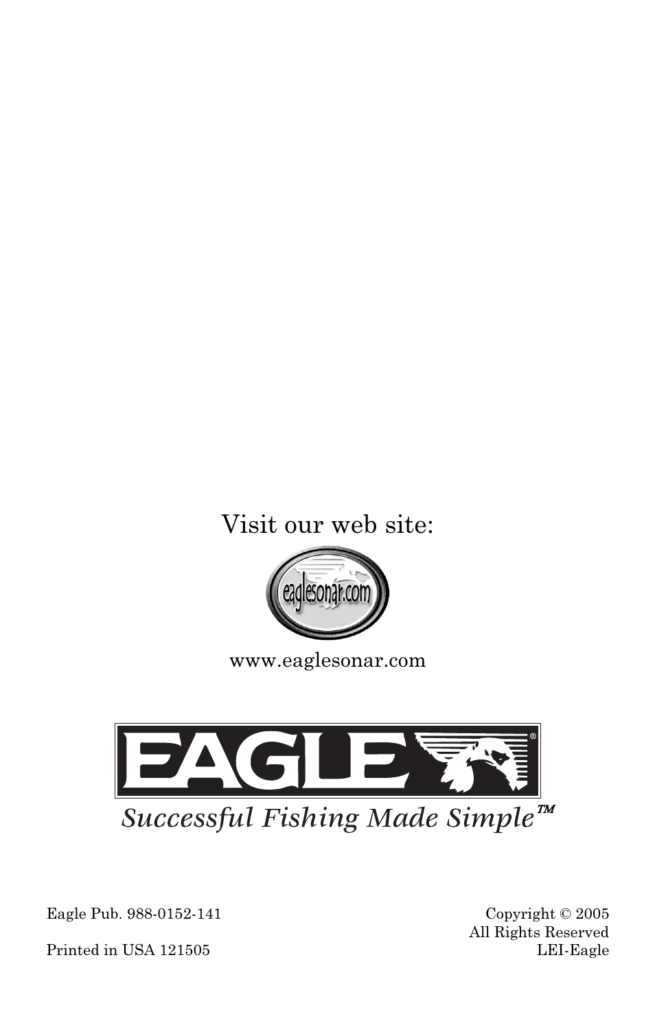 Visit our web site | Eagle Electronics 502C User Manual | Page 136 / 136