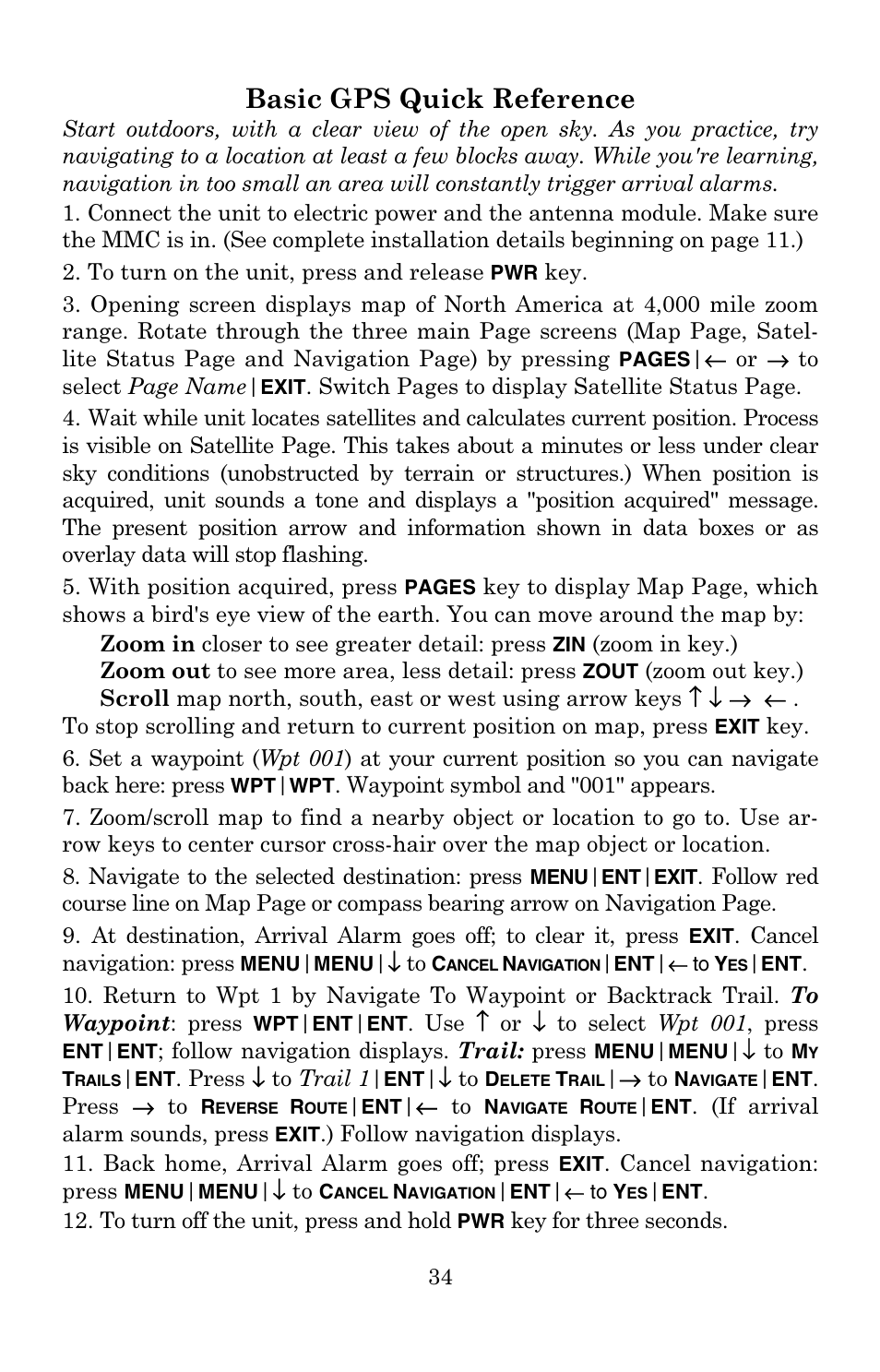 Basic gps quick reference | Eagle Electronics 502C User Manual | Page 40 / 136