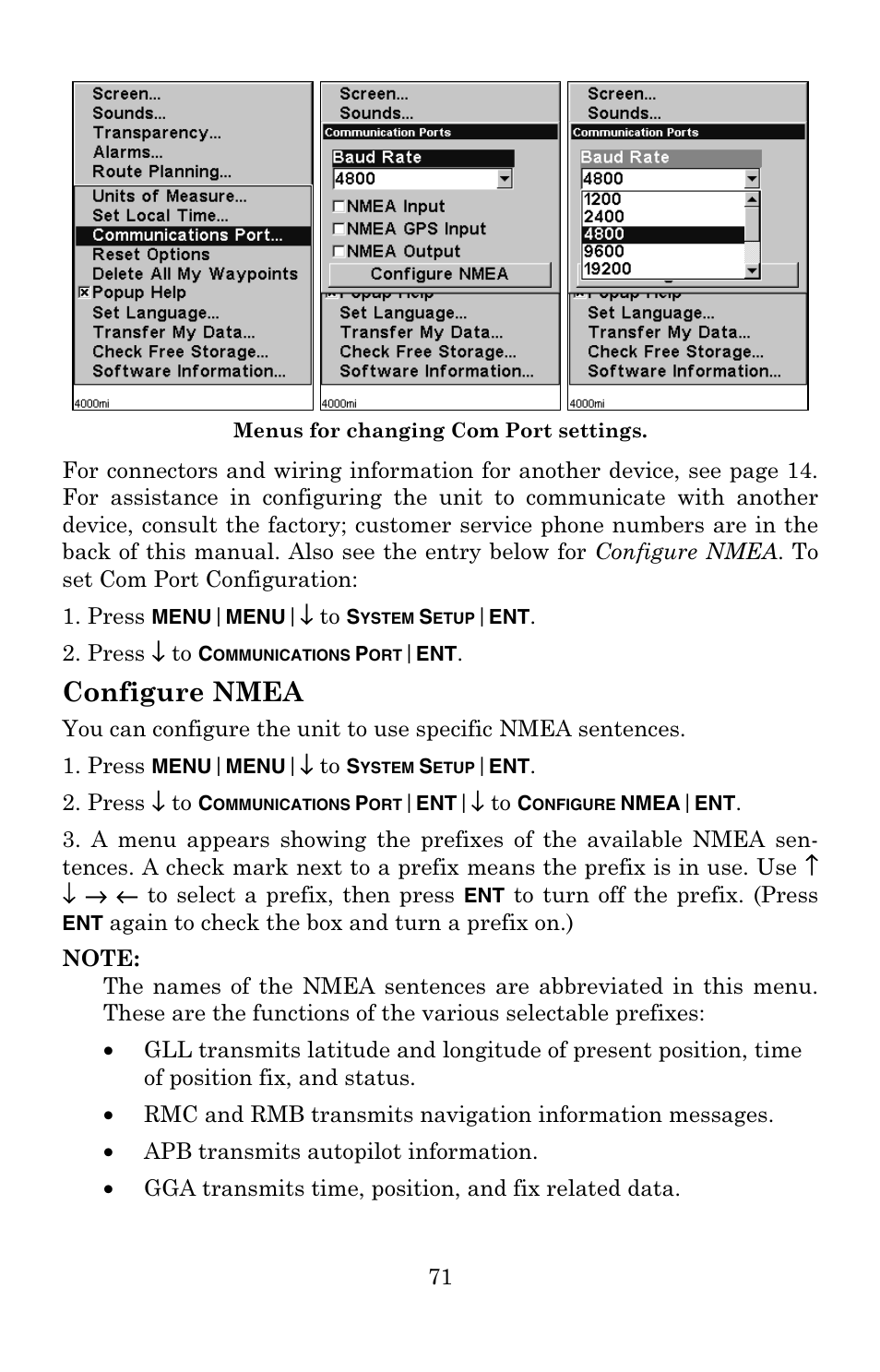 Configure nmea | Eagle Electronics 502C User Manual | Page 77 / 136