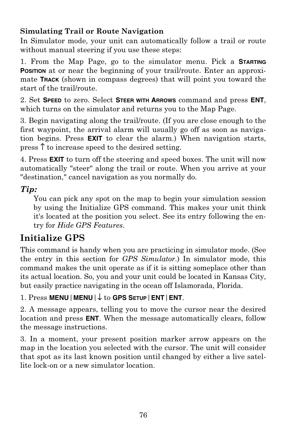 Initialize gps | Eagle Electronics 502C User Manual | Page 82 / 136