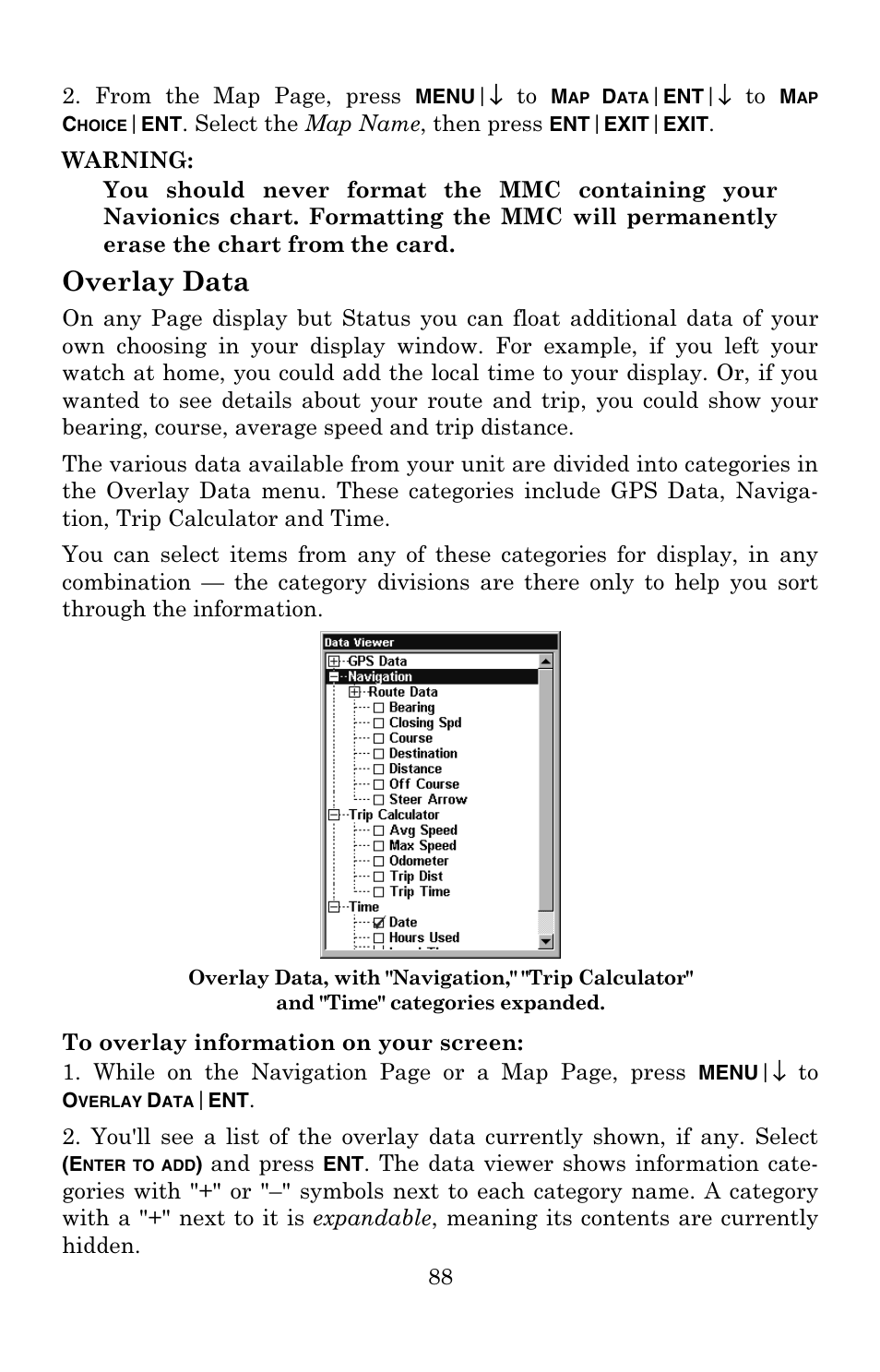 Overlay data | Eagle Electronics 502C User Manual | Page 94 / 136