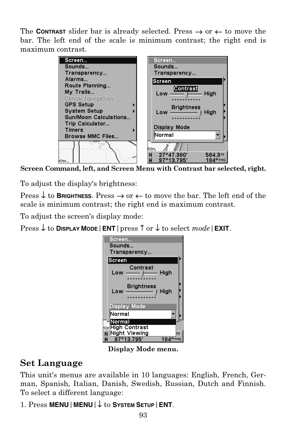 Set language | Eagle Electronics 502C User Manual | Page 99 / 136