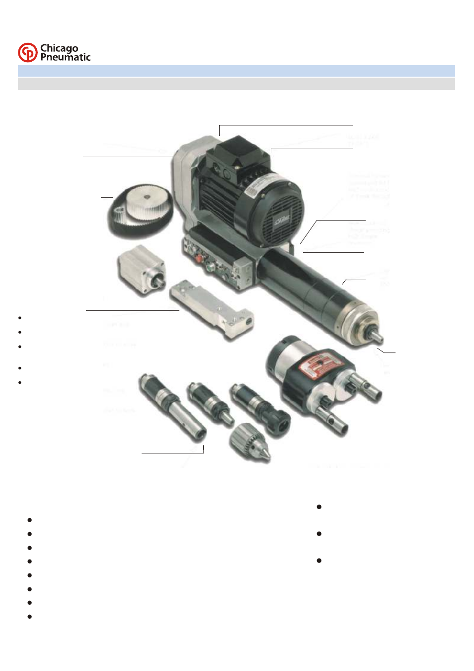Afd features, Desoutter auto feed drill and tapper features | Chicago Pneumatic Auto Feed Drills & Tappers User Manual | Page 2 / 16