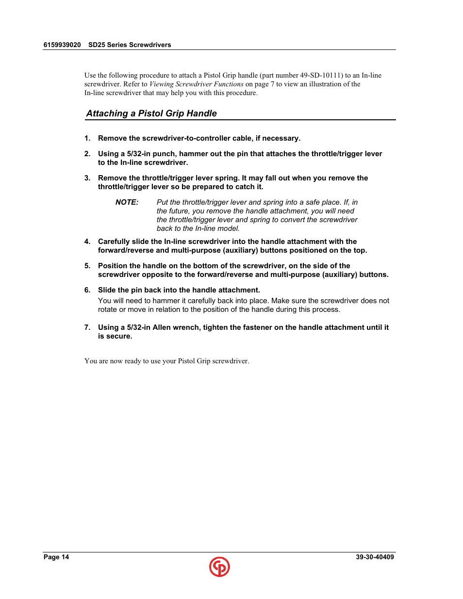 Chicago Pneumatic SD25 User Manual | Page 22 / 36