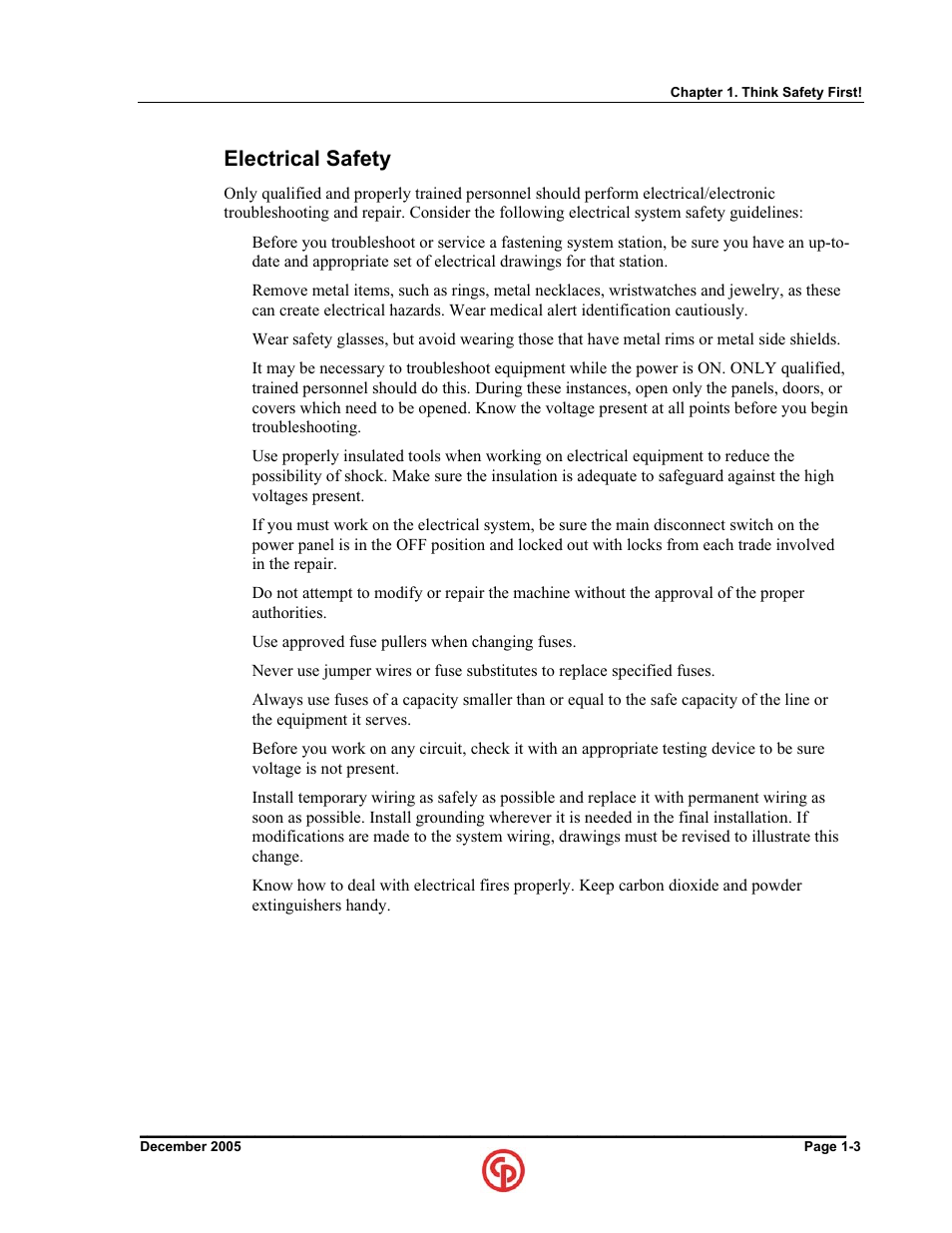 Electrical safety | Chicago Pneumatic CS7000 User Manual | Page 15 / 46