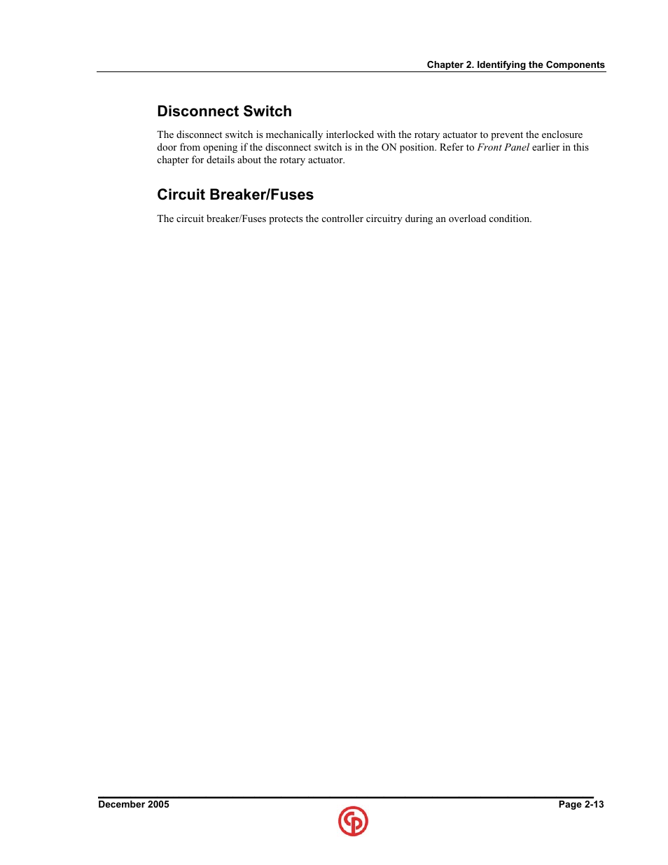 Disconnect switch, Circuit breaker/fuses | Chicago Pneumatic CS7000 User Manual | Page 29 / 46