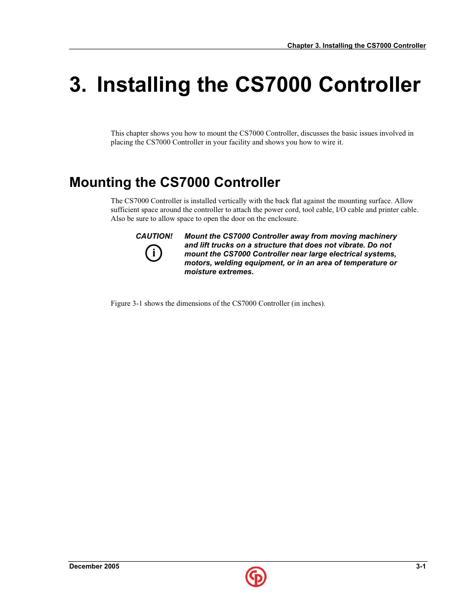 Installing the cs7000 controller, Mounting the cs7000 controller | Chicago Pneumatic CS7000 User Manual | Page 31 / 46