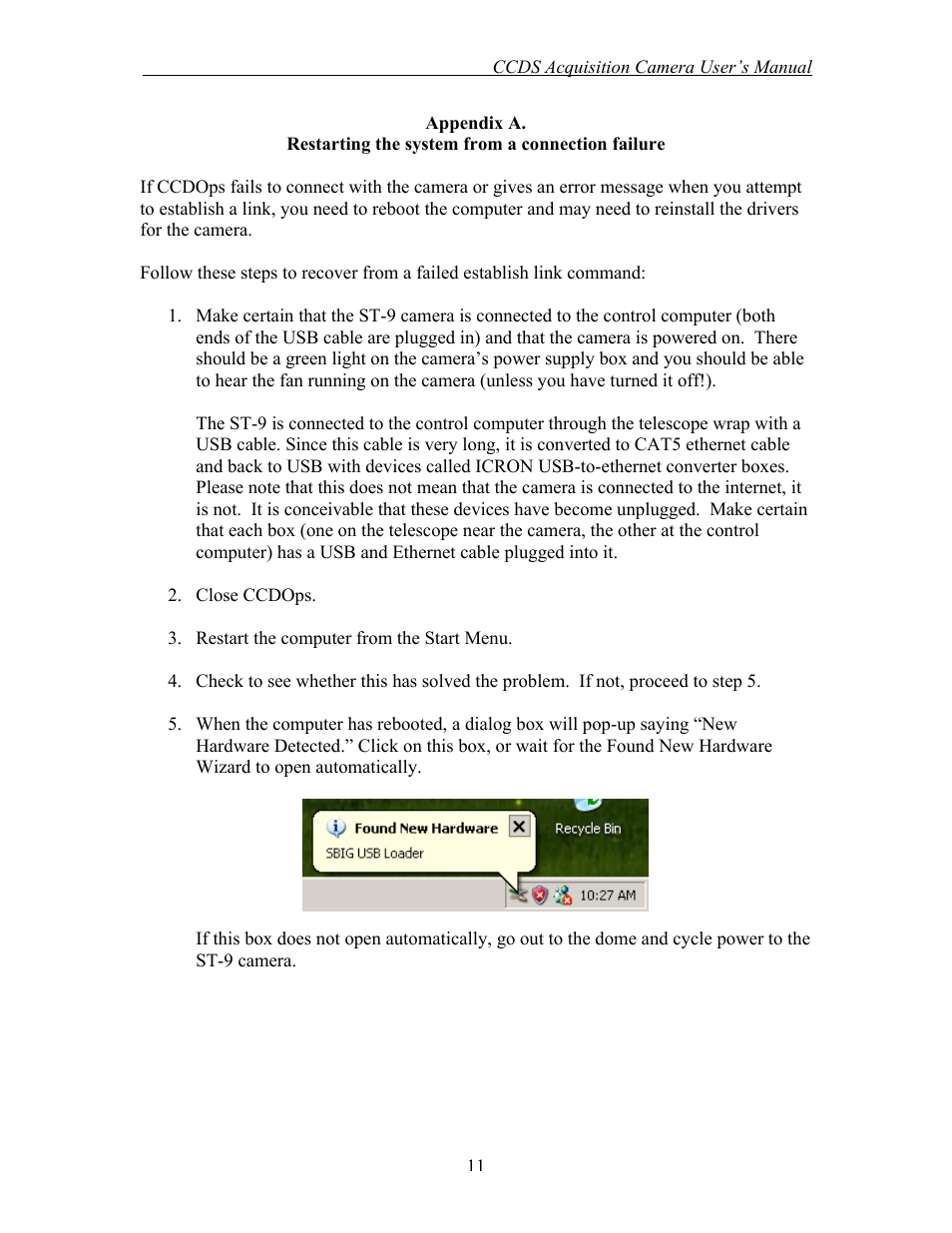 Curtis Computer Acquisition Camera CCDS User Manual | Page 11 / 14