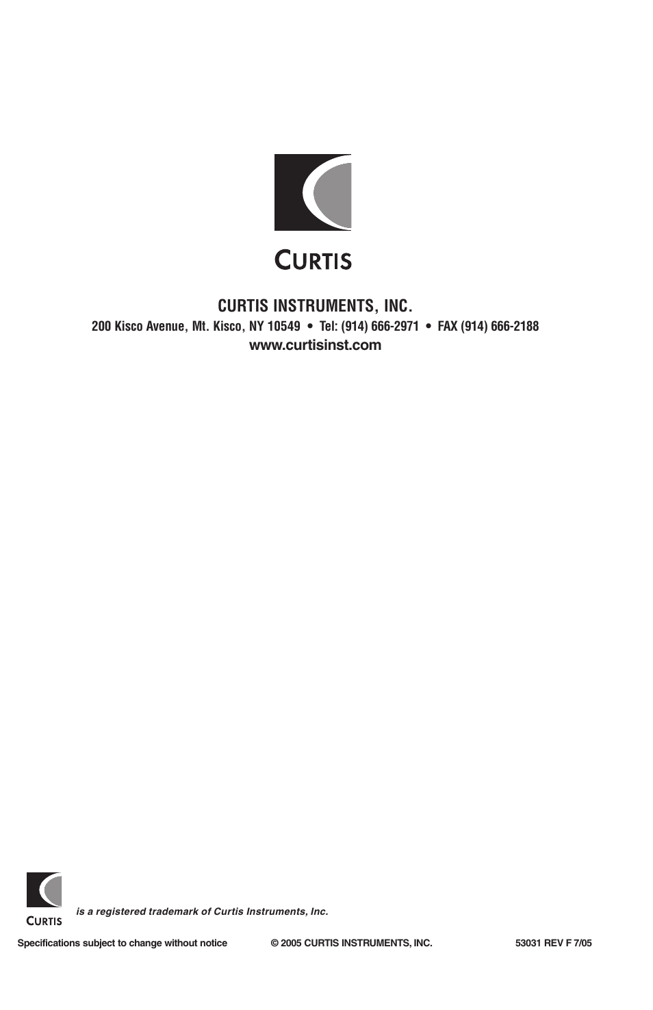 Curtis instruments, inc | Curtis Computer 1608 User Manual | Page 12 / 12