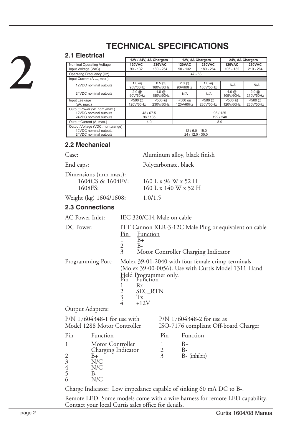 Technical specifications | Curtis Computer 1608 User Manual | Page 4 / 12