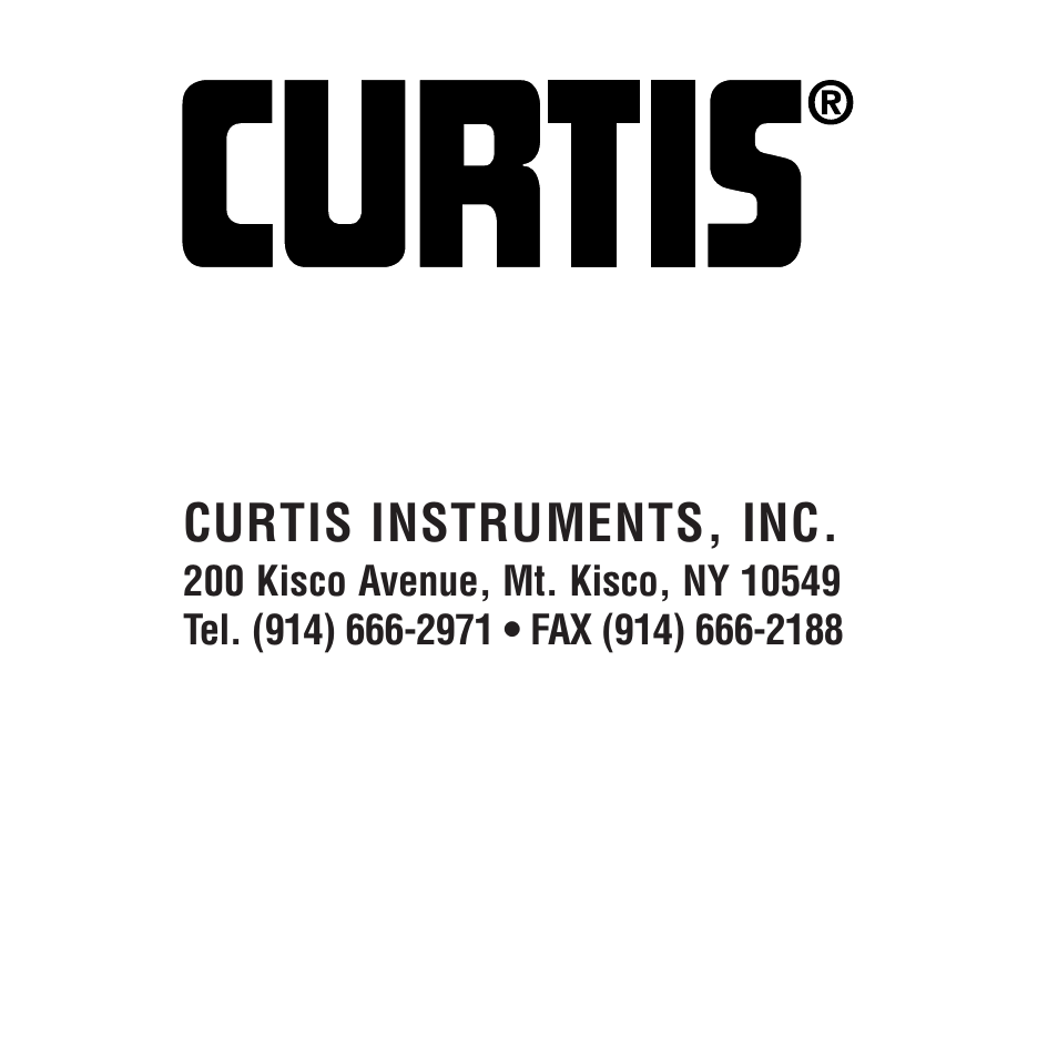 Curtis instruments, inc | Curtis Computer 833 User Manual | Page 21 / 21