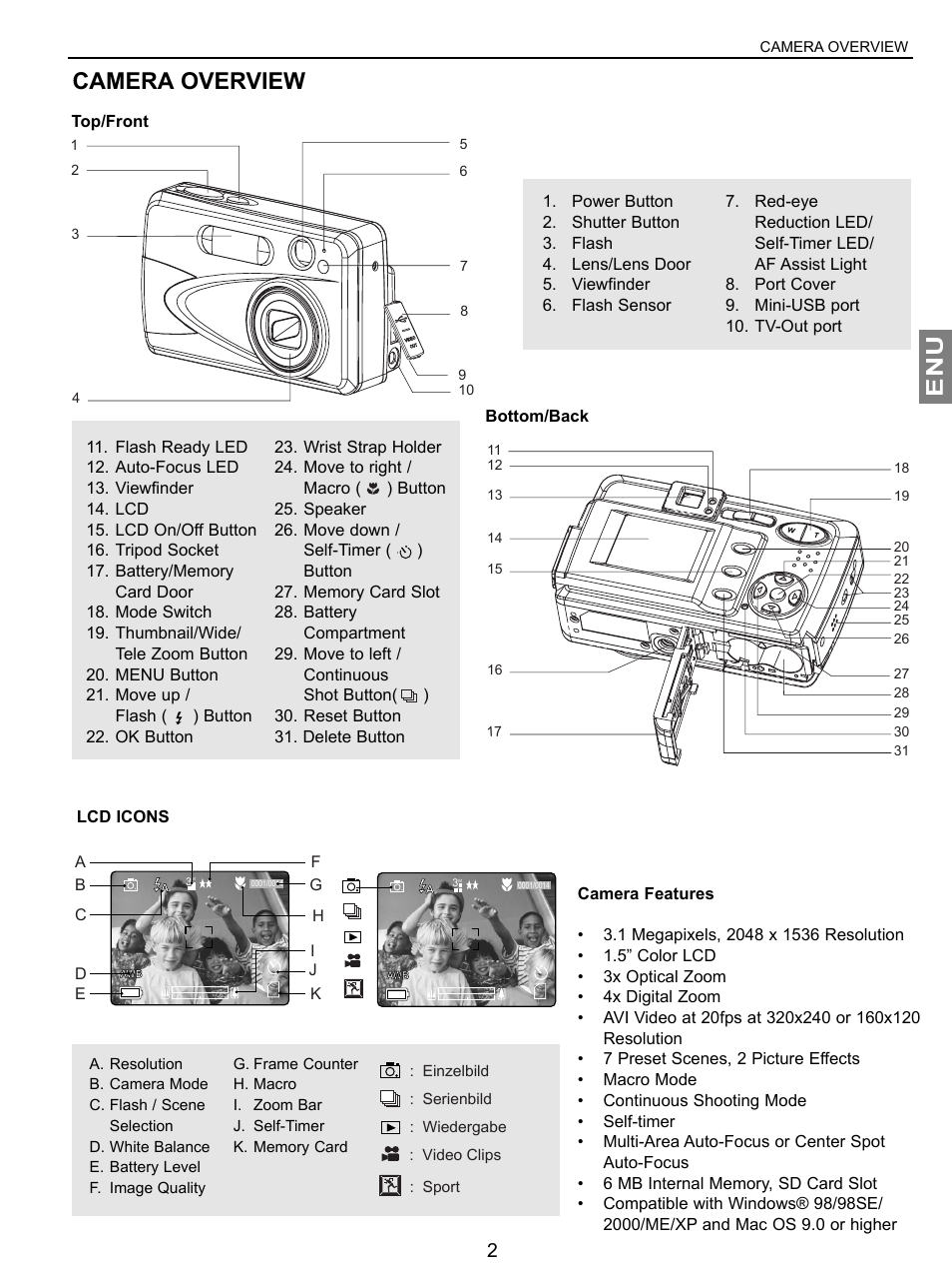 Enu camera overview | Concord Camera JD C3.1z3 User Manual | Page 3 / 75