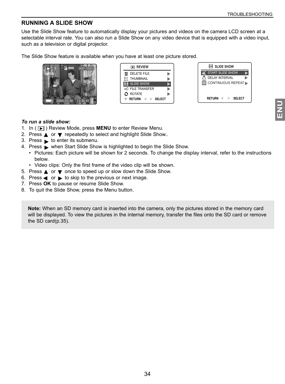 Running a slide show | Concord Camera JD C3.1z3 User Manual | Page 35 / 75