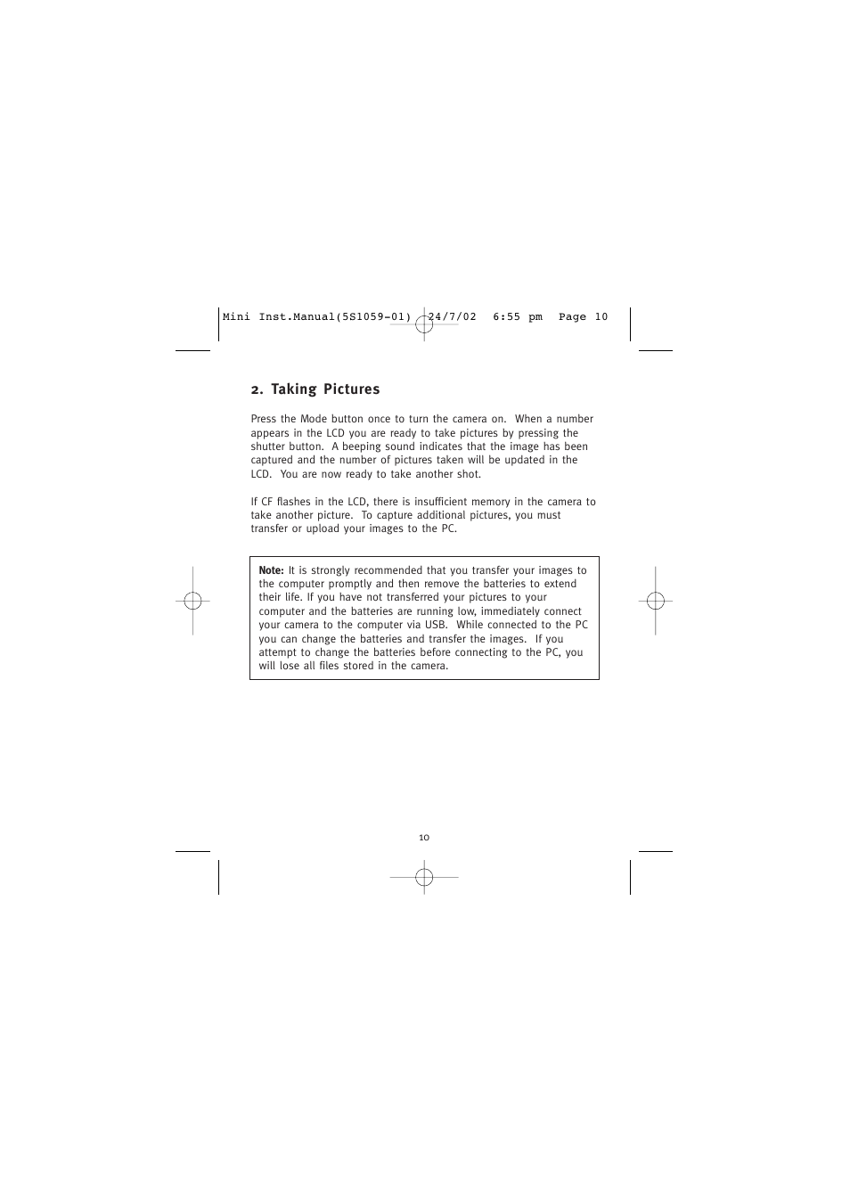 Taking pictures | Concord Camera Eye-Q Mini User Manual | Page 11 / 24