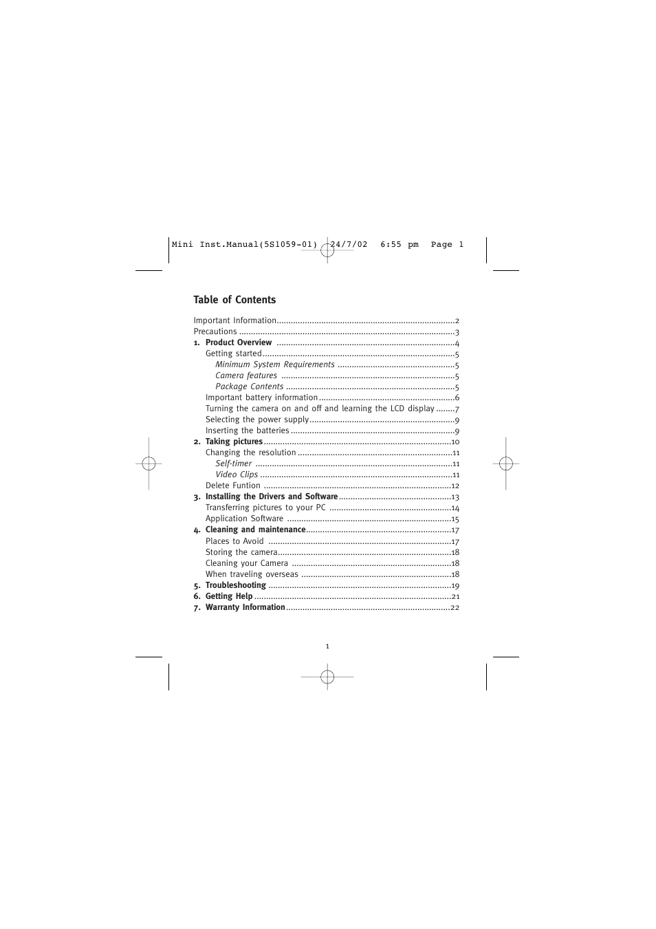 Concord Camera Eye-Q Mini User Manual | Page 2 / 24