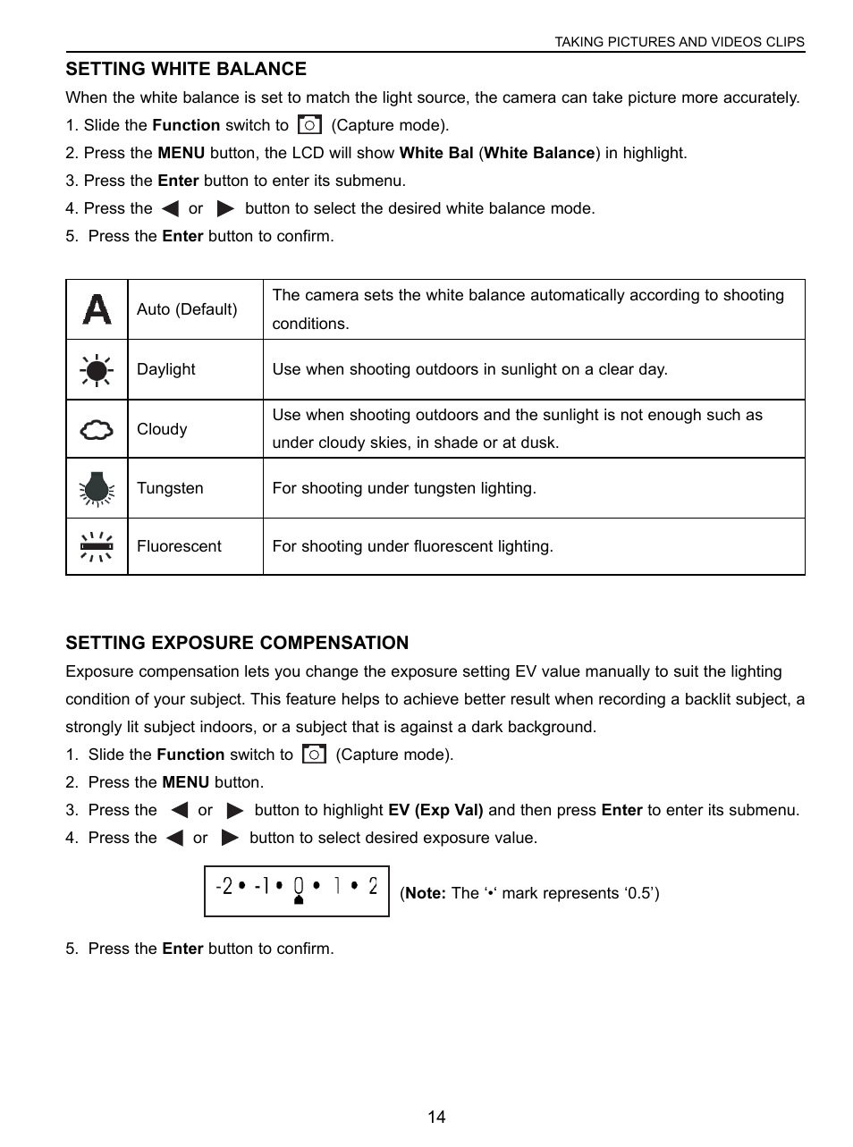 Setting white balance, Setting exposure compensation | Concord Camera 3043 User Manual | Page 15 / 50