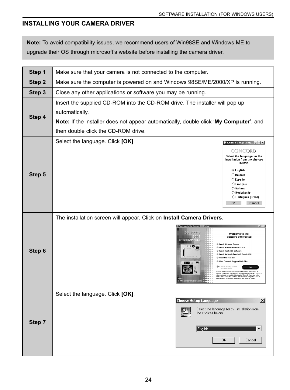 Installing your camera driver | Concord Camera 3043 User Manual | Page 25 / 50