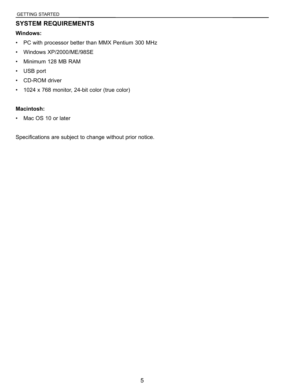 System requirements | Concord Camera 3043 User Manual | Page 6 / 50