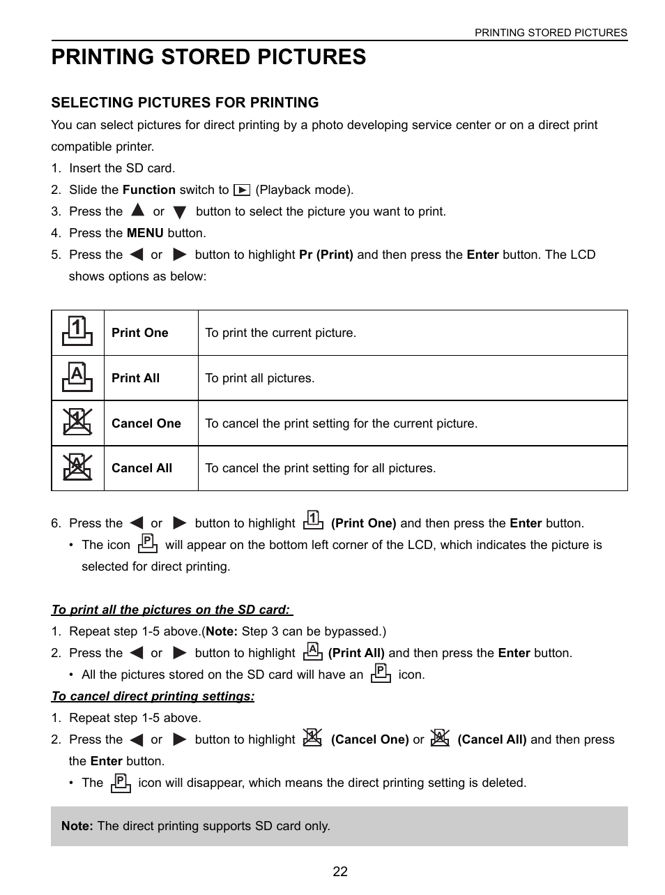 Printing stored pictures | Concord Camera C 3.1 SL User Manual | Page 23 / 50
