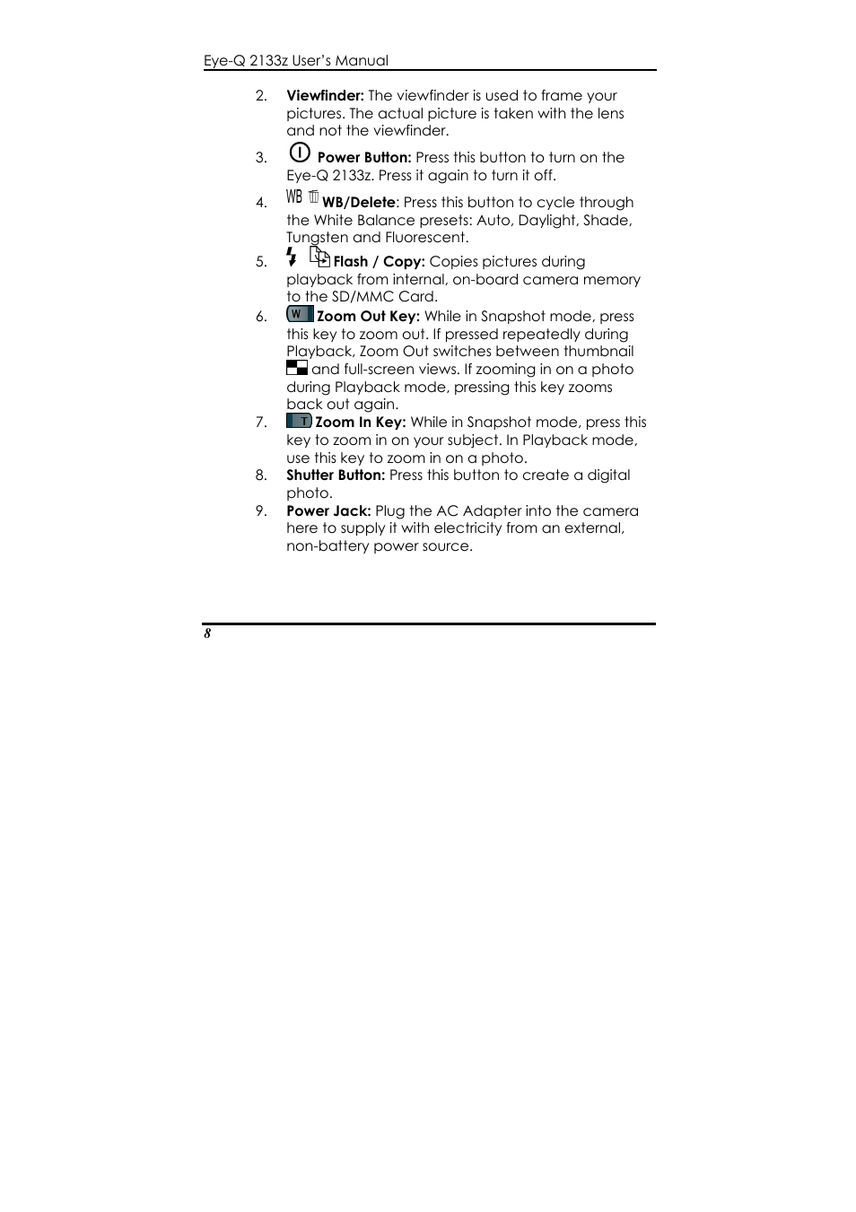 Concord Camera Eye-Q 2133z User Manual | Page 12 / 60