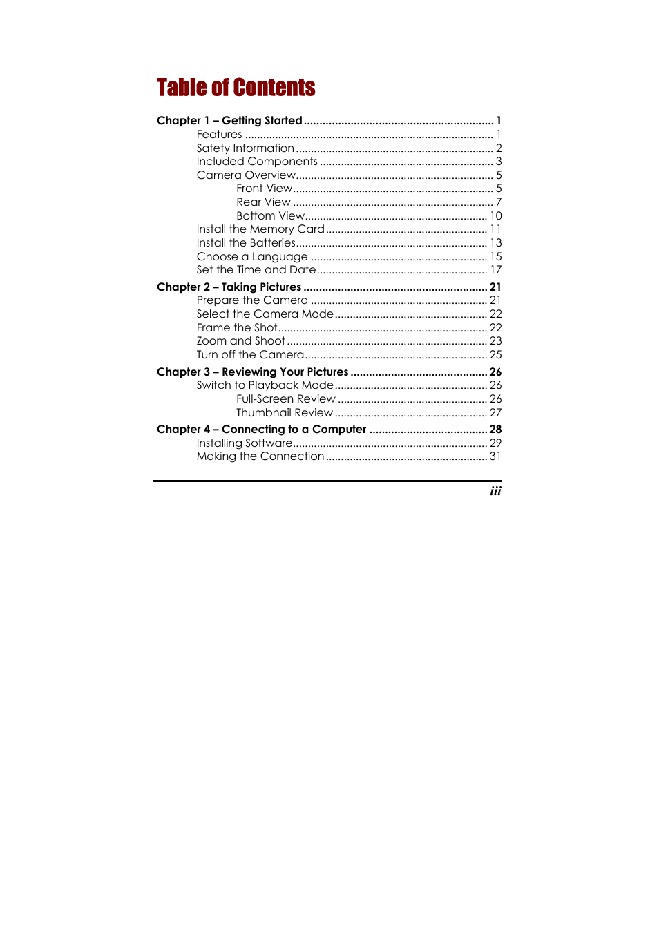 Concord Camera Eye-Q 2133z User Manual | Page 3 / 60