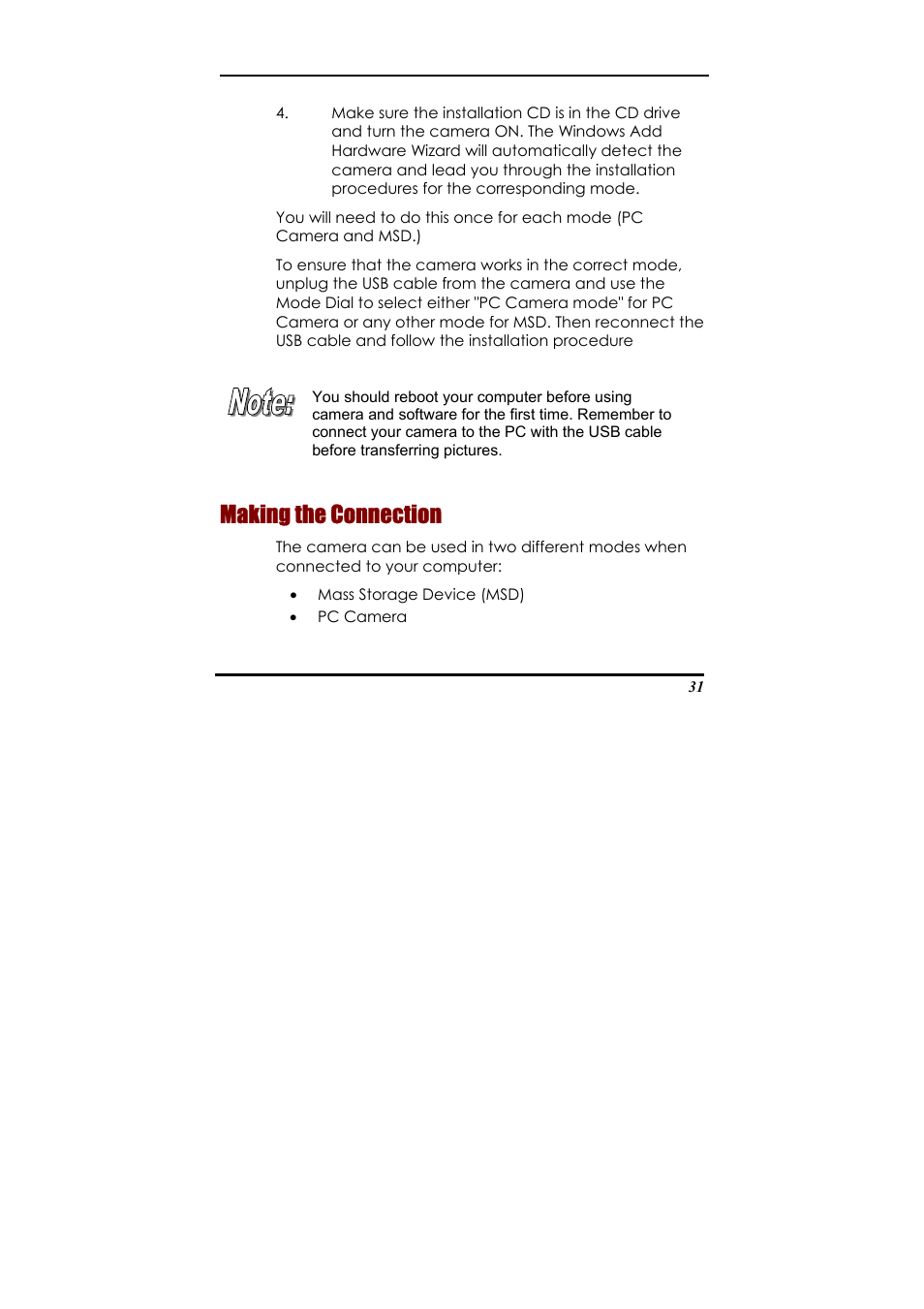 Making the connection, Appen, Dix 1 – button function guide | Making the, Connection | Concord Camera Eye-Q 2133z User Manual | Page 35 / 60