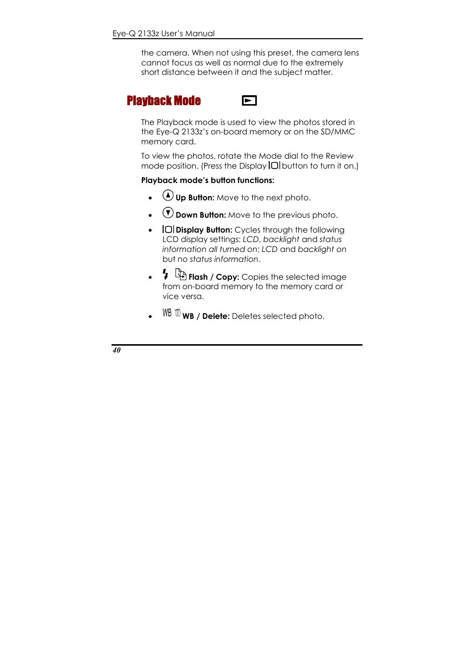 Playback mode, 600x1200 resolution (up to 2048x1536 resolution, Rough interpolation) | Concord Camera Eye-Q 2133z User Manual | Page 44 / 60