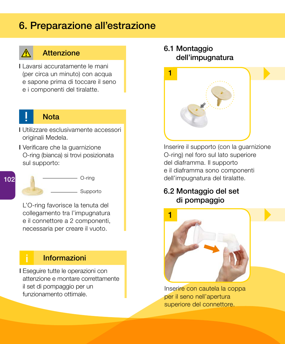 Preparazione all’estrazione | Medela Harmony User Manual | Page 102 / 172