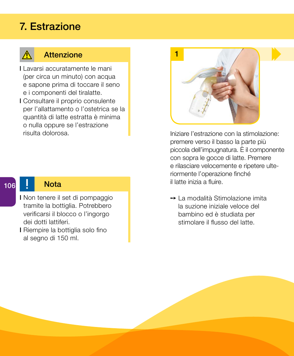 Estrazione | Medela Harmony User Manual | Page 106 / 172