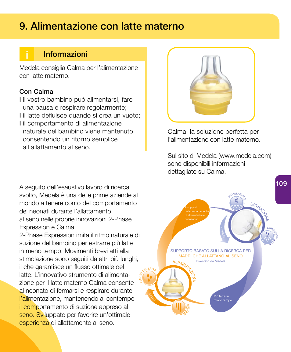 Alimentazione con latte materno, Informazioni | Medela Harmony User Manual | Page 109 / 172