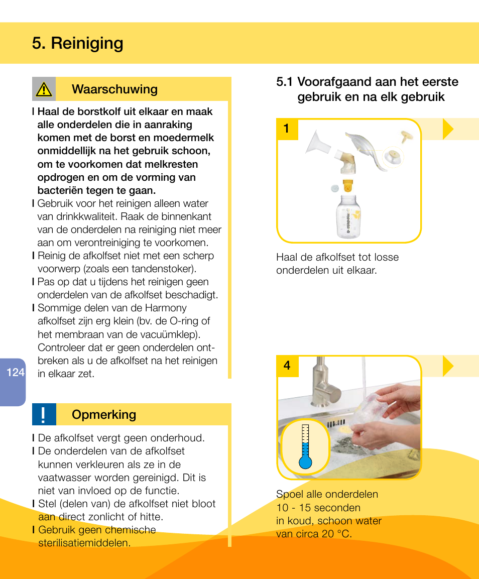 Reiniging | Medela Harmony User Manual | Page 124 / 172