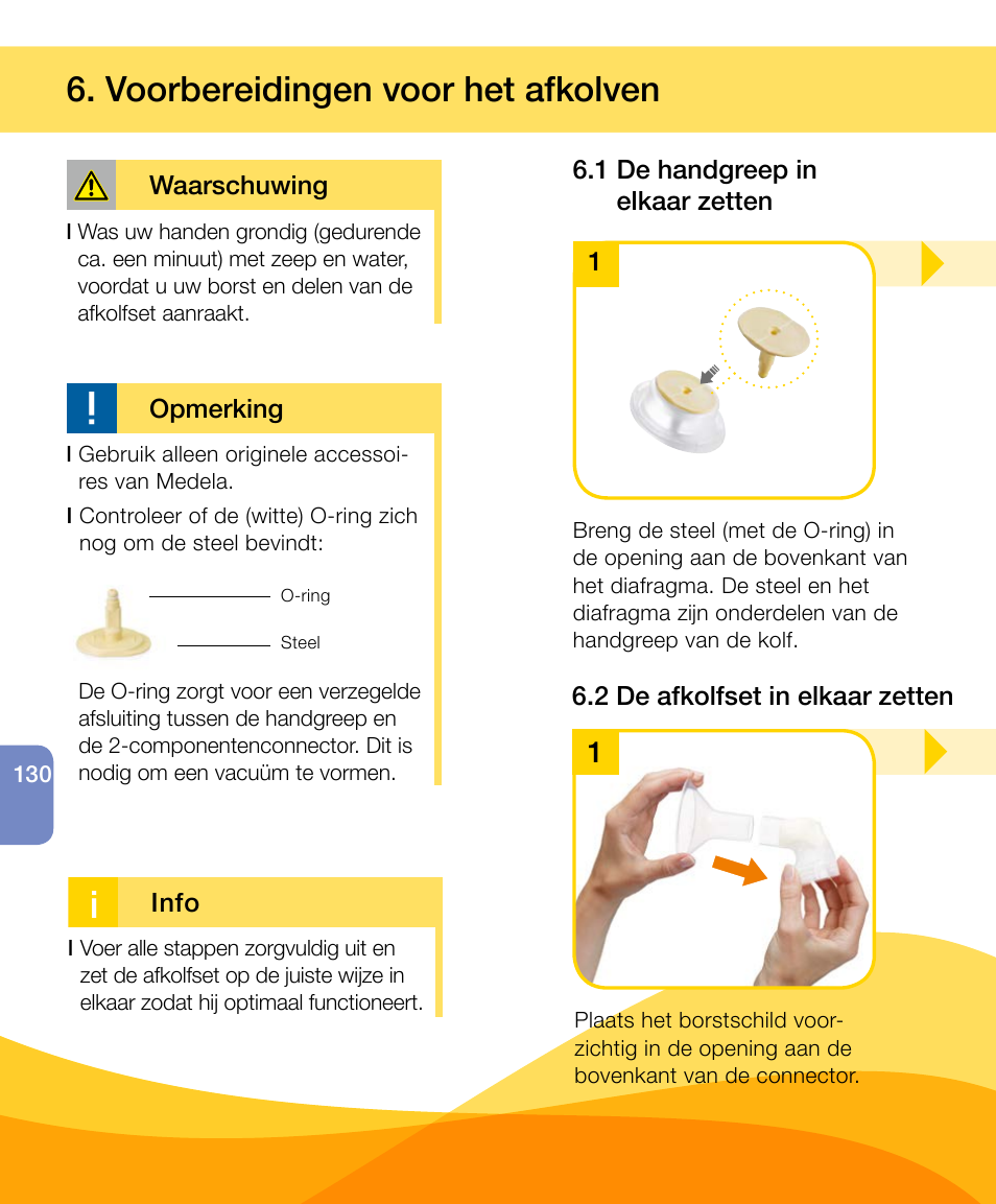 Voorbereidingen voor het afkolven | Medela Harmony User Manual | Page 130 / 172