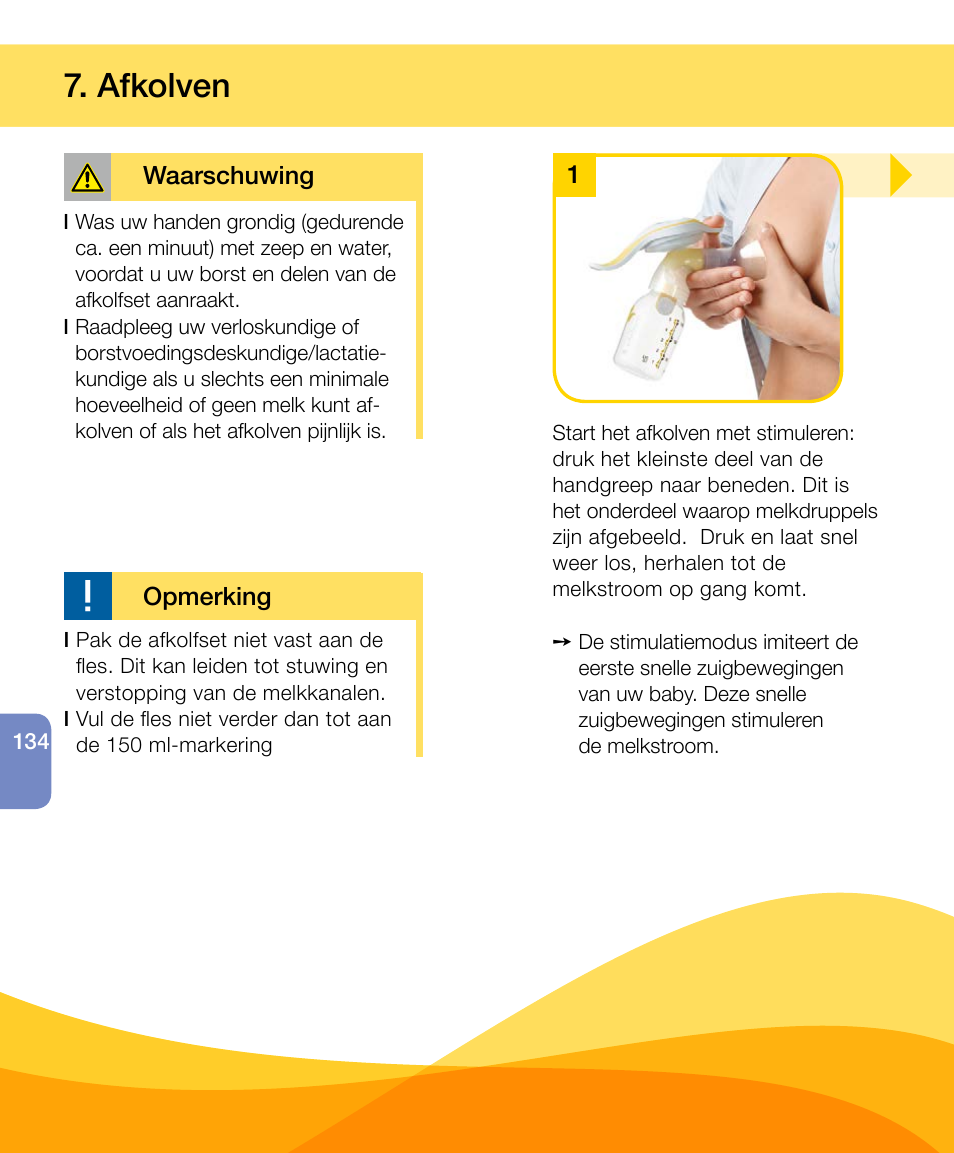 Afkolven | Medela Harmony User Manual | Page 134 / 172