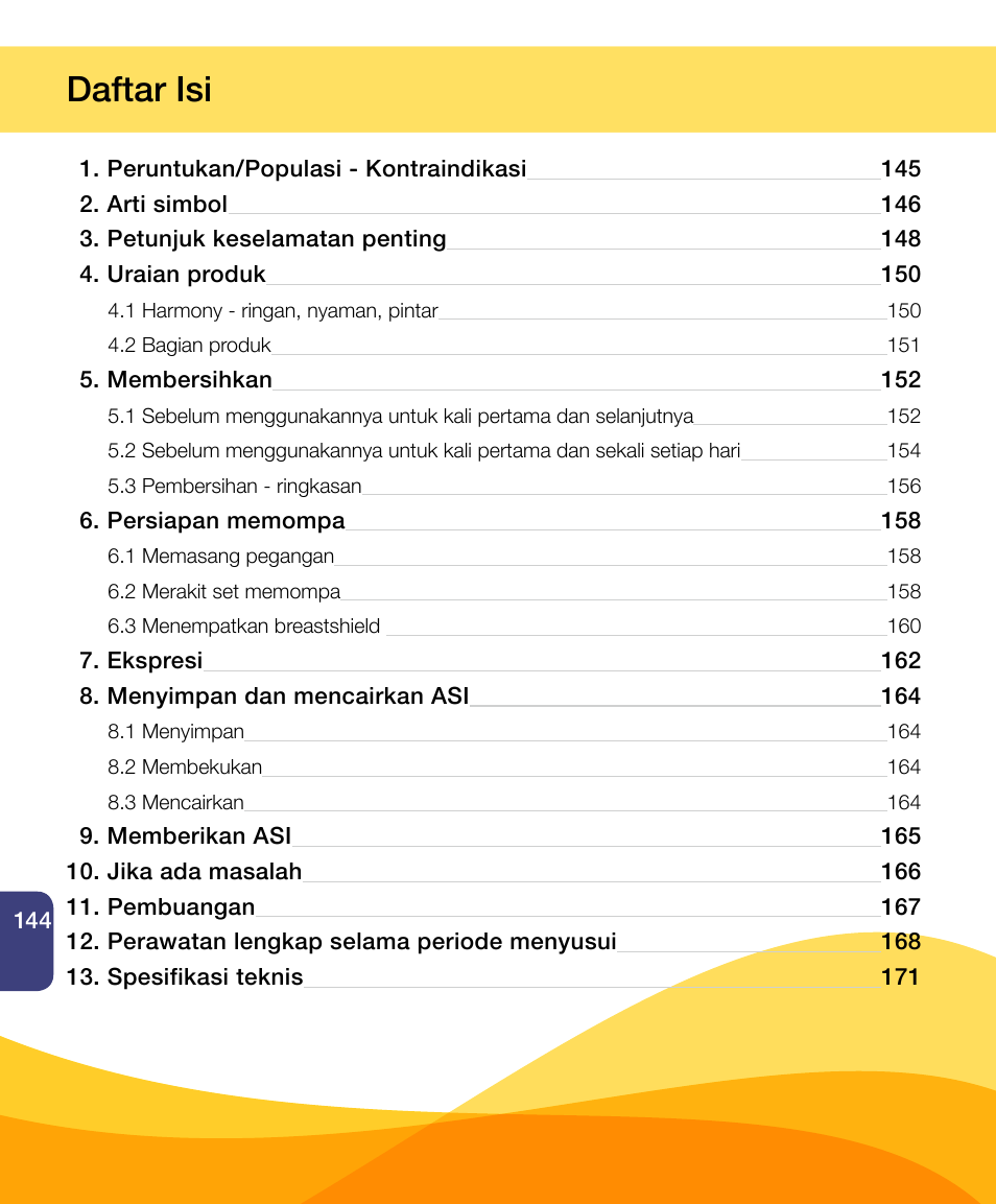 Daftar isi | Medela Harmony User Manual | Page 144 / 172