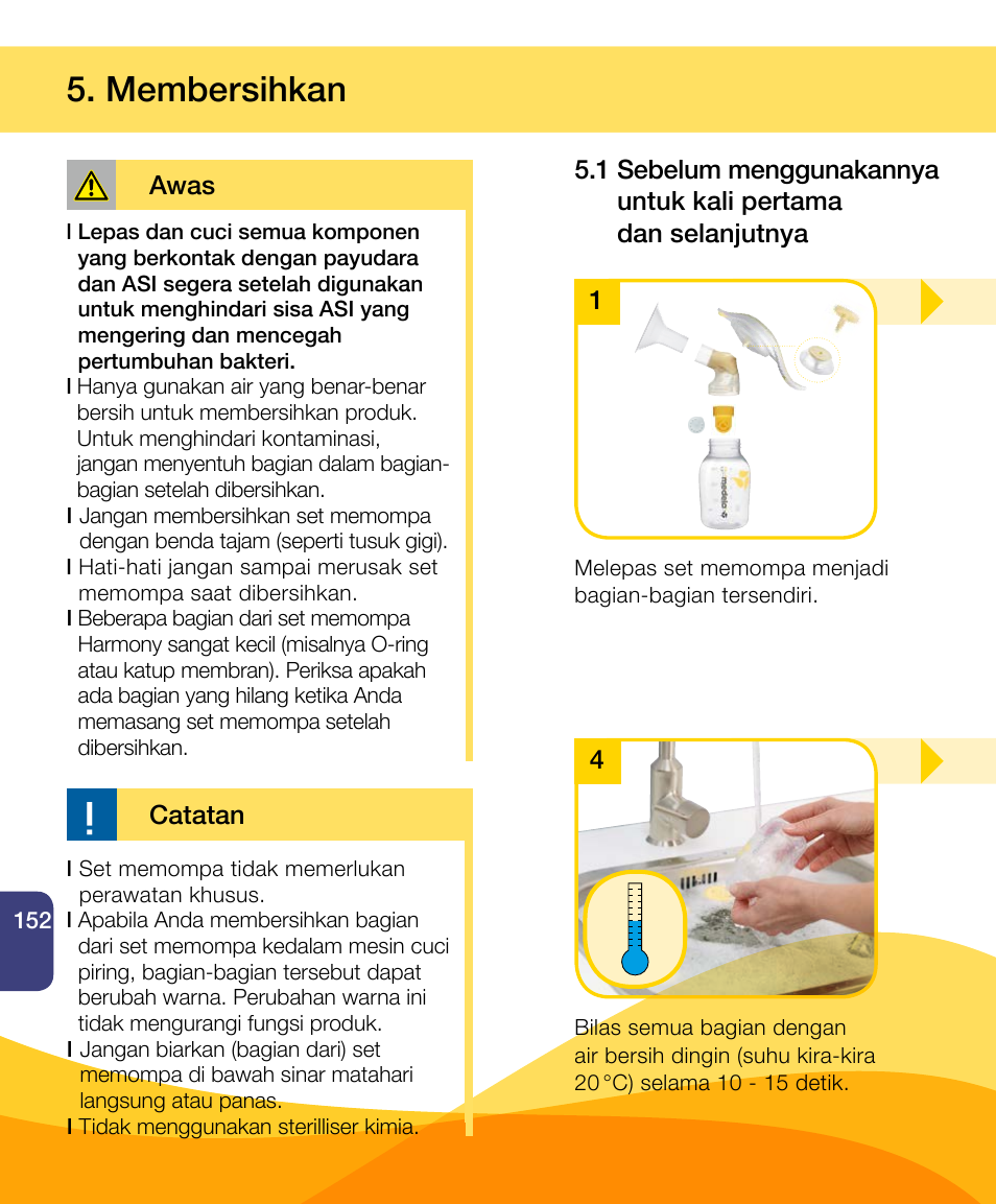 Membersihkan | Medela Harmony User Manual | Page 152 / 172
