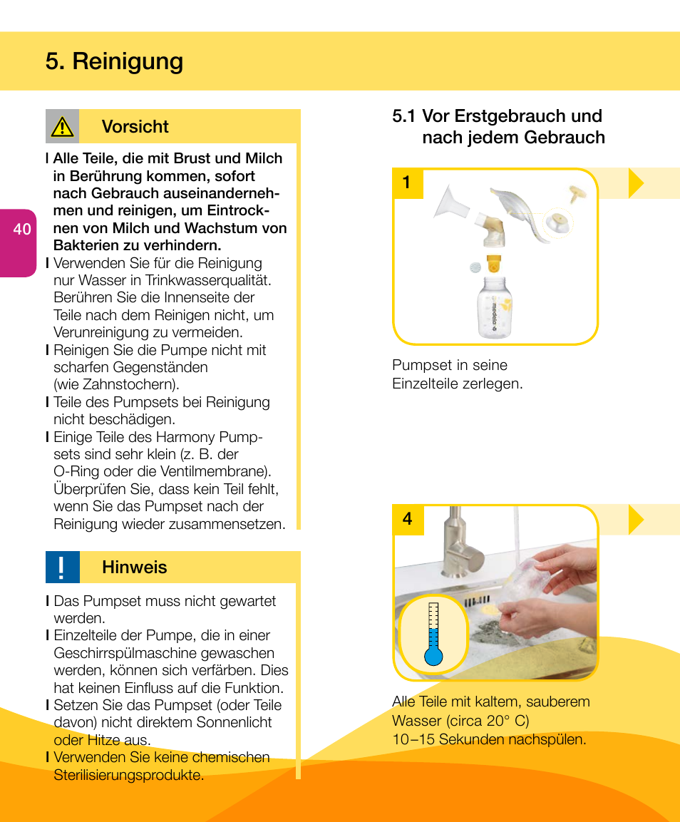 Reinigung | Medela Harmony User Manual | Page 40 / 172