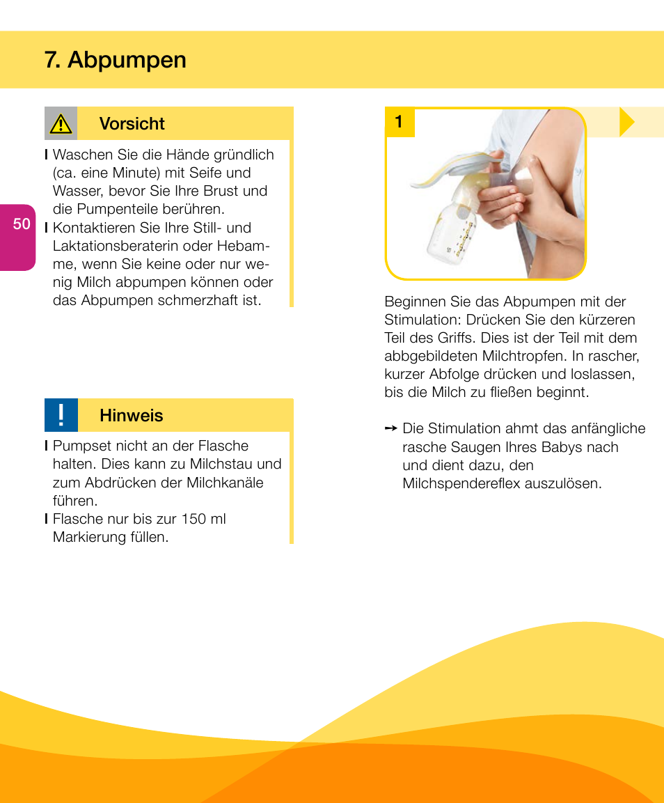 Abpumpen | Medela Harmony User Manual | Page 50 / 172